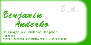 benjamin anderko business card