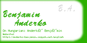 benjamin anderko business card